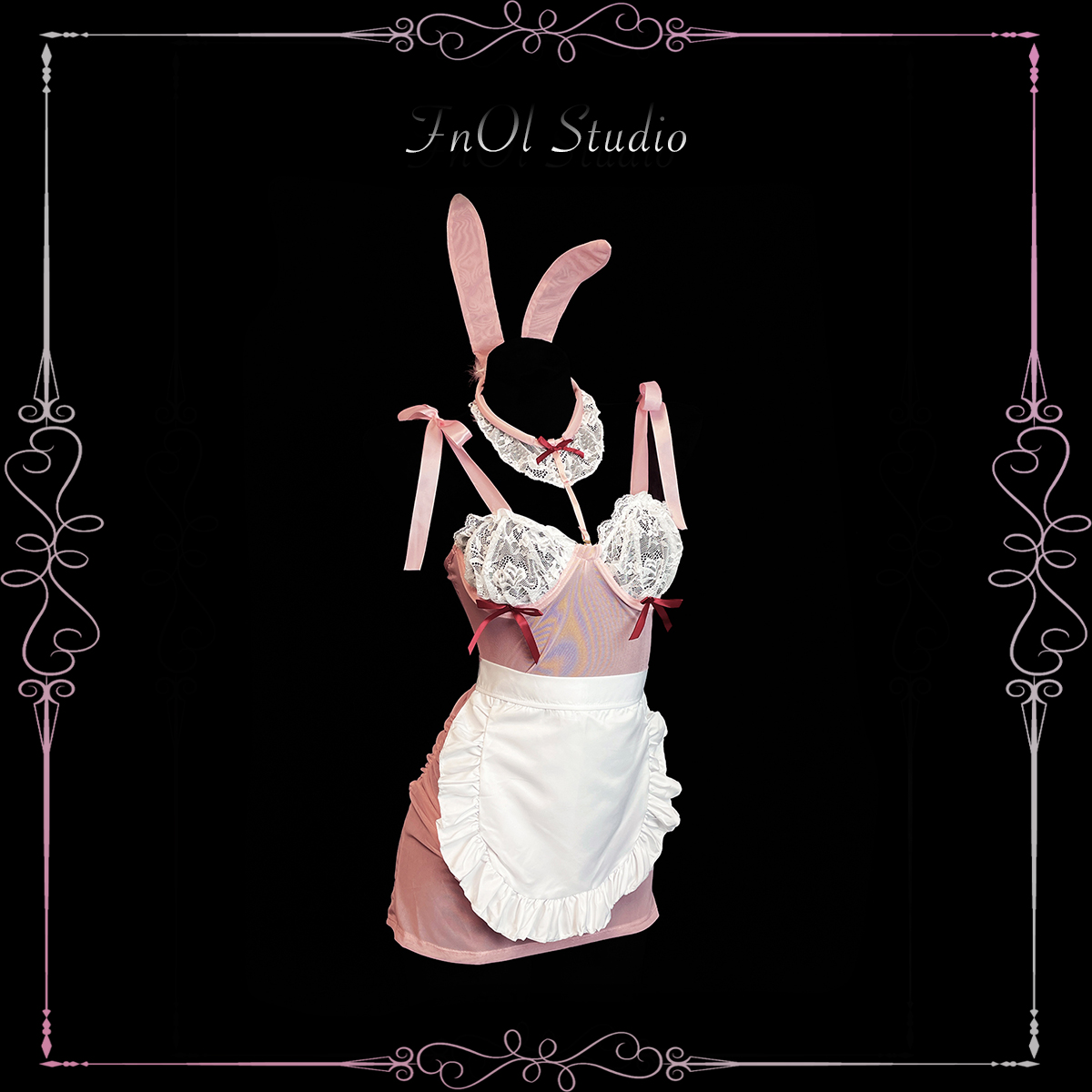 「FnOl Studio」娇软甜 粉色纯欲战袍吊带蕾丝睡裙微胖显瘦约会内衣