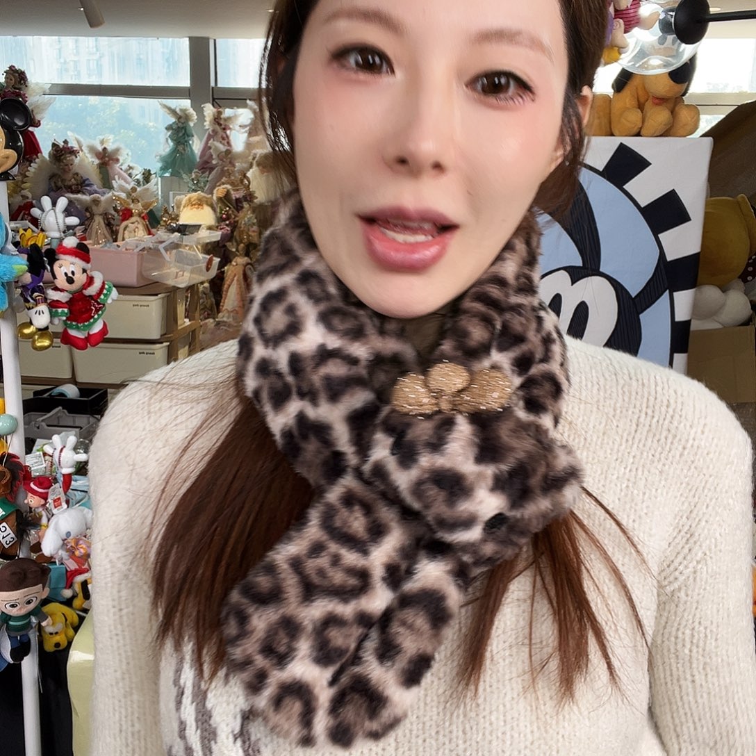 毛绒722好豹纹Kt围脖