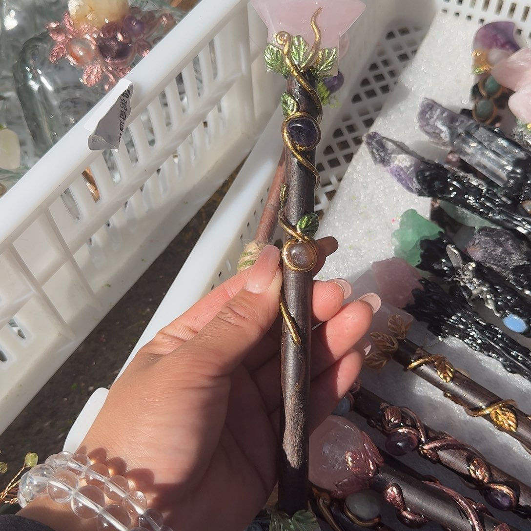 水晶手链22K金镶嵌粉水