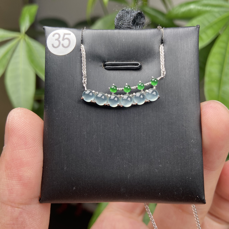 S925银镶嵌翡翠锁骨链35
