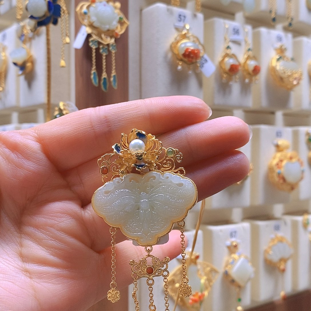 和田玉颈饰银S925镶嵌