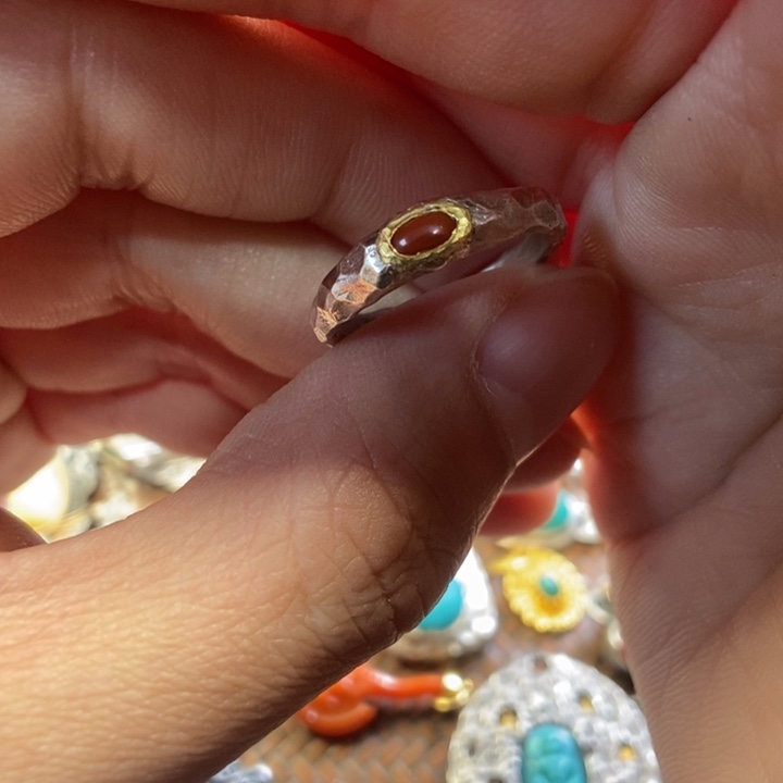 南红玛瑙戒指银S925镶嵌
