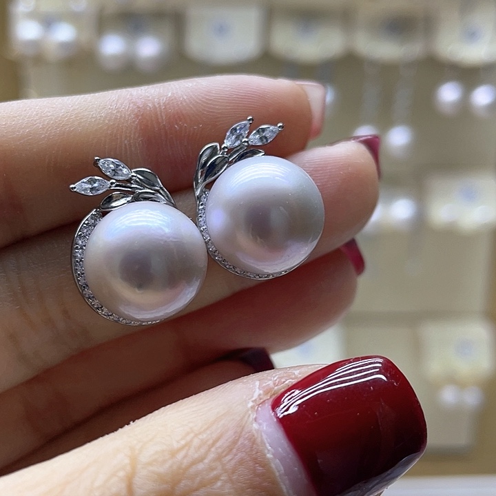 淡水珍珠耳饰银S925镶嵌