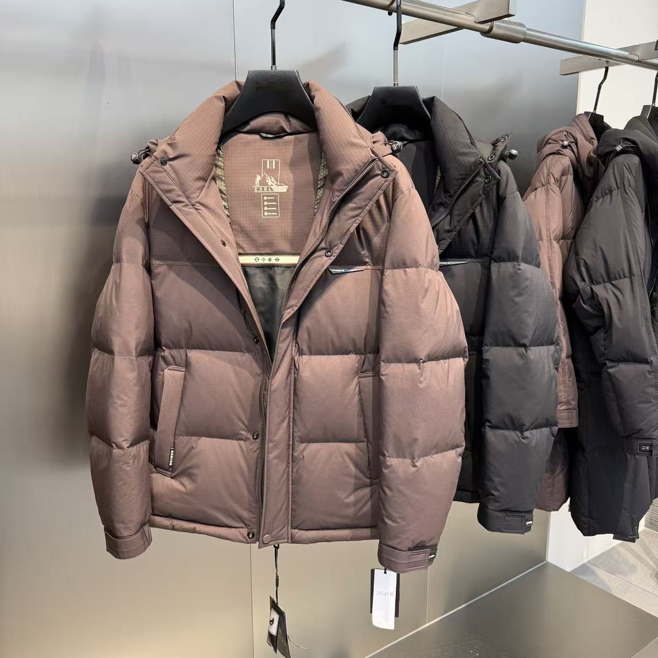 短款 可脱卸帽 男士拼接2025冬季新款 时尚休闲羽绒服外套男装