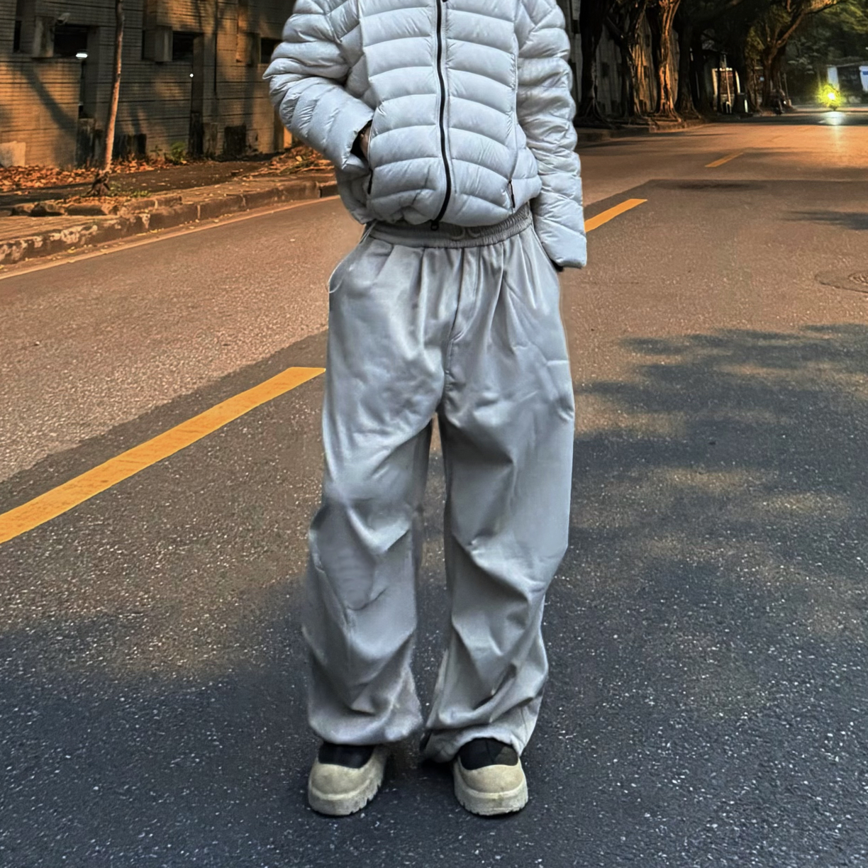 【加绒伞兵裤】EWEAR秋冬宽松直筒显瘦卫裤休闲工装长裤男女情侣