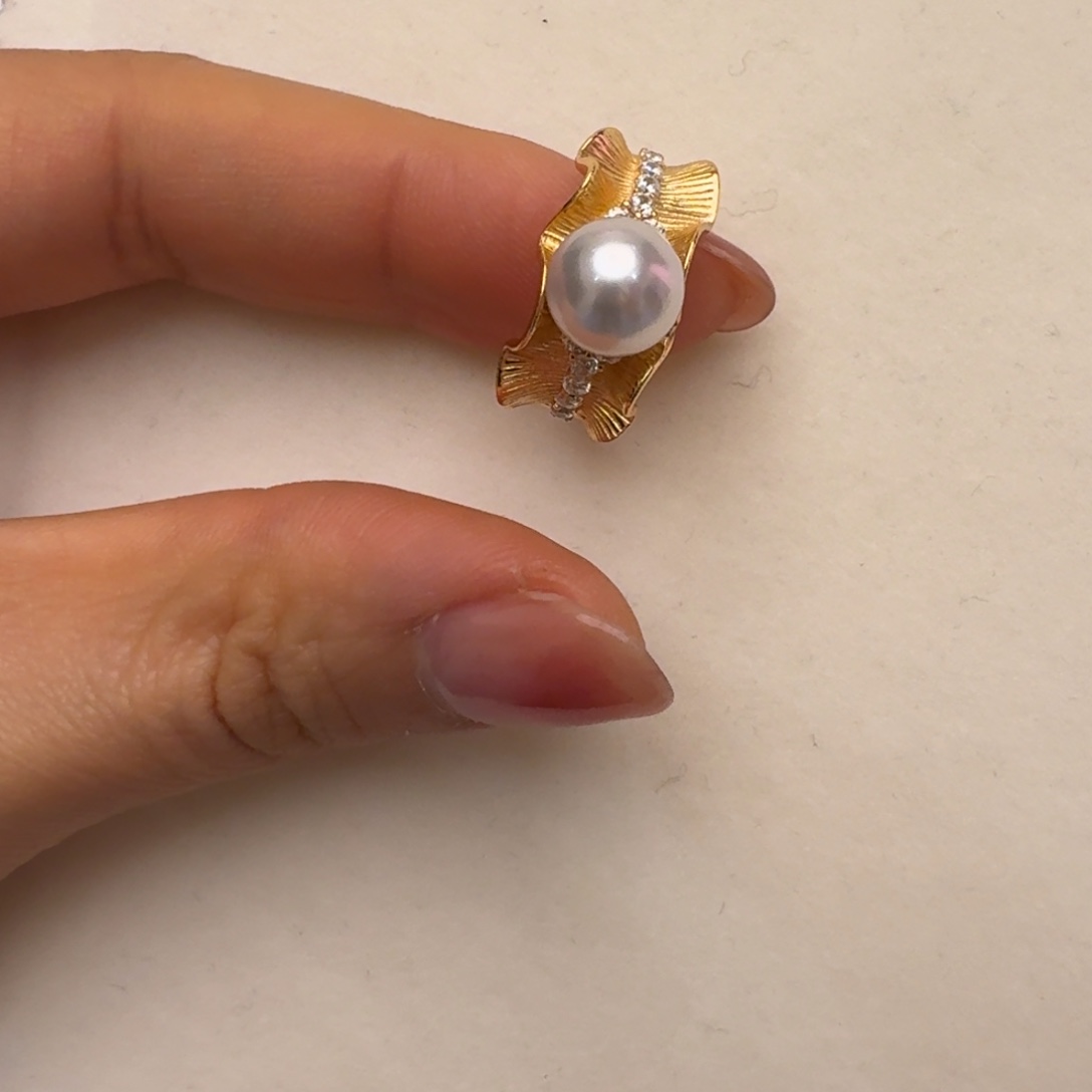 海水珍珠戒指银S925镶嵌