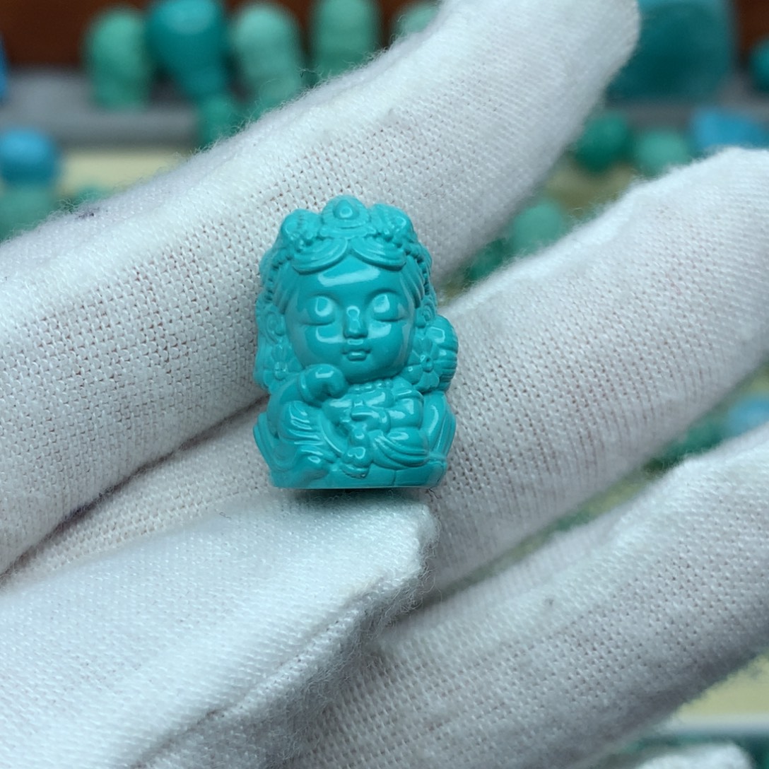 度母蓝绿色精品雕刻