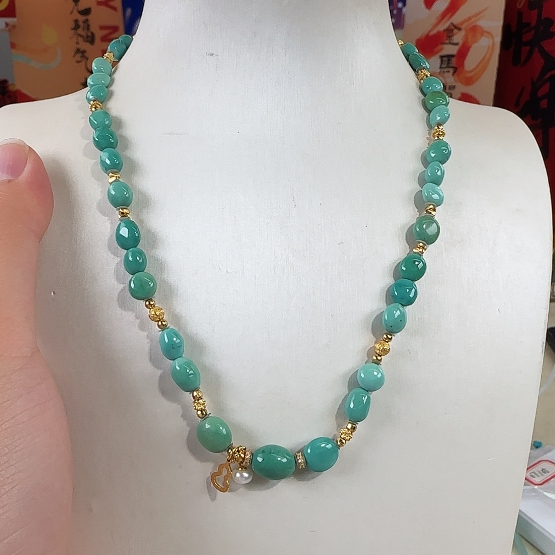 绿松石银S925镀金镶嵌珠宝奇石