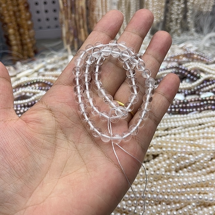 未镶嵌玛瑙/玉髓珠宝半成品一条6mm白水晶