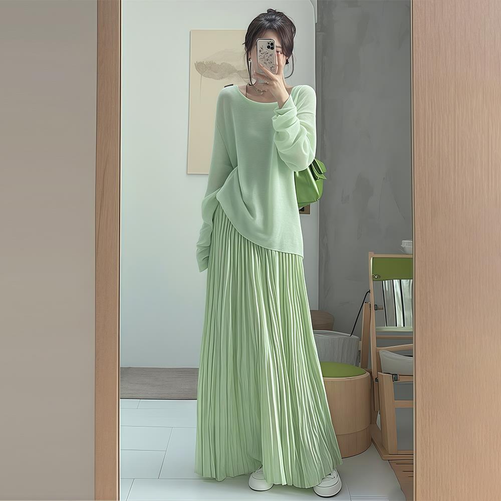 绿色薄款宽松长袖毛针织衫女多巴胺独特超好看上衣2025新款开春季