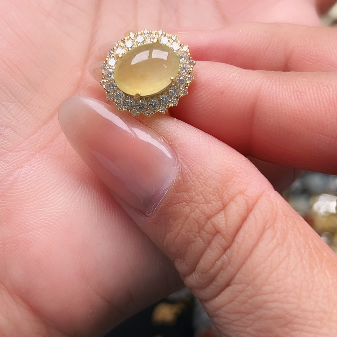 翡翠银S925镶嵌戒指缅甸天然A货翡翠戒指