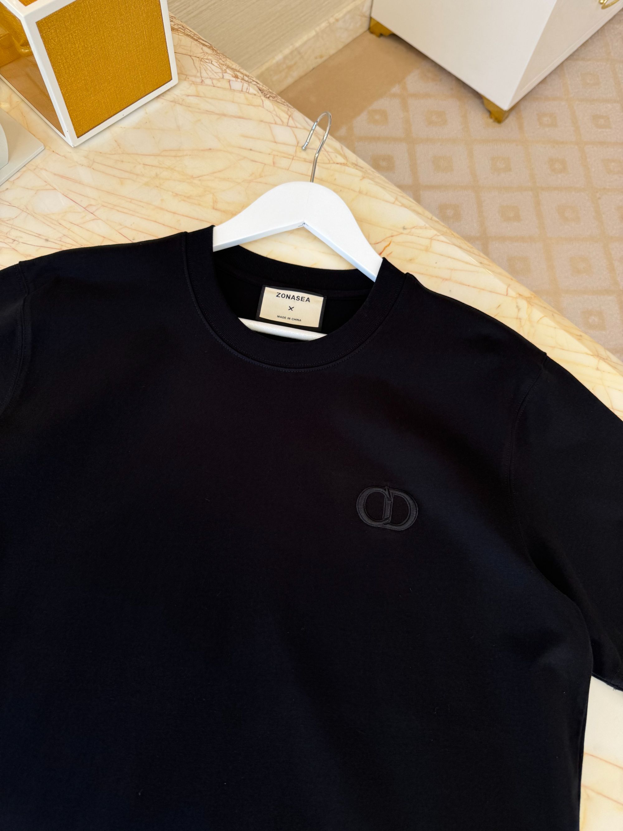 ZONASEA短袖T恤大码男装经典简单款高档重磅刺绣男款t恤