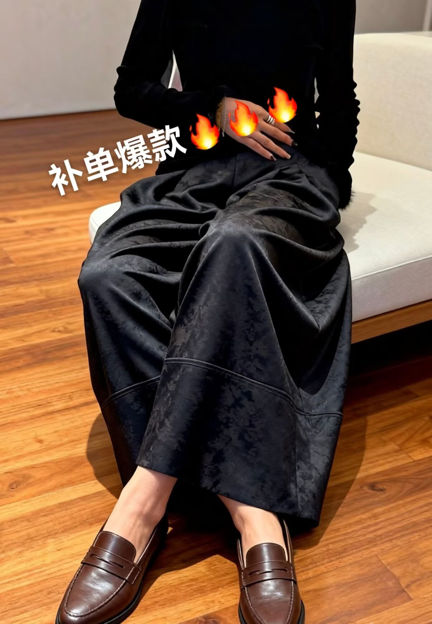 【高定】2025新款阔腿裤高腰口袋香云纱休闲裤小众女装新中式冬款