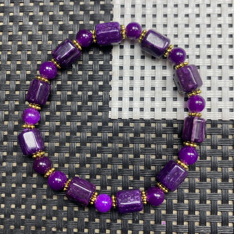 紫红色六角珠8mmDIY手串多样性发一个奇石905