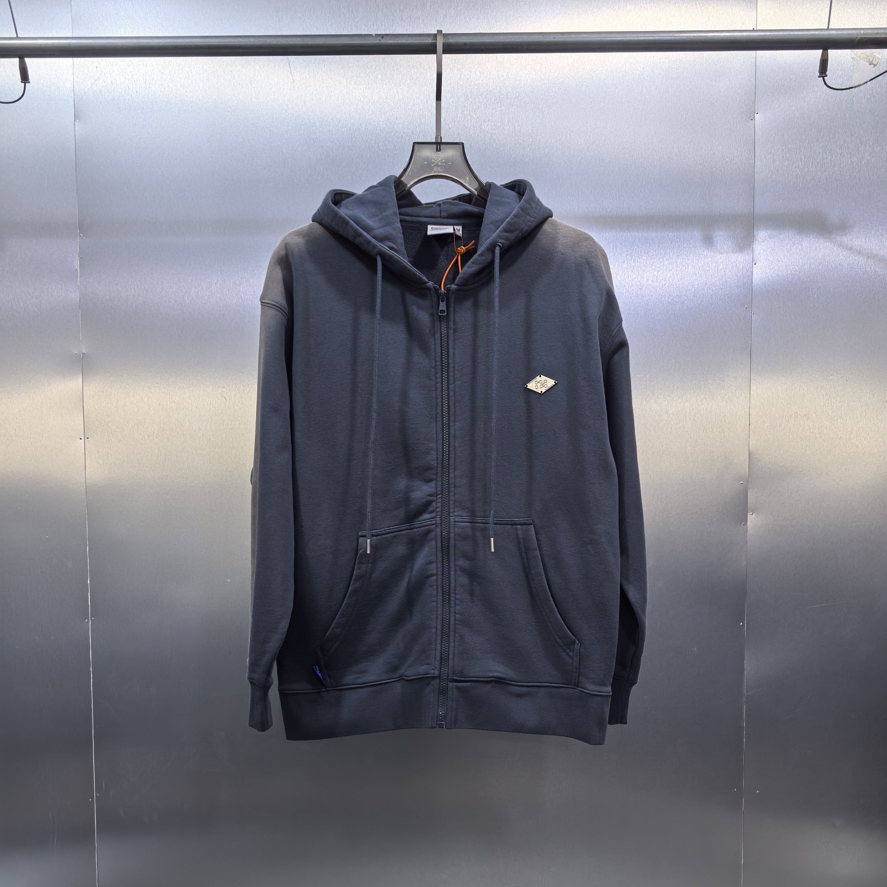 E02-120166-RES秋冬款美式潮流做旧重磅宽松连帽拉链款卫衣