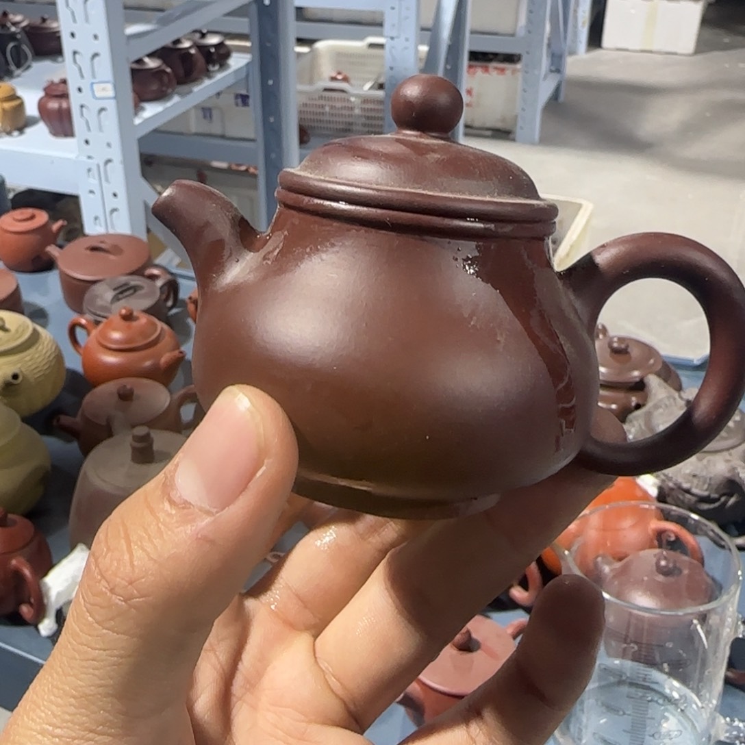 紫砂茶壶紫泥潘壶
