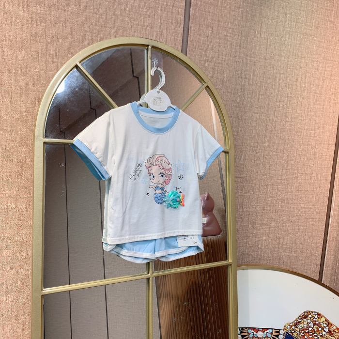 AC295 微瑕   宝宝白色短袖短裤套装  夏款