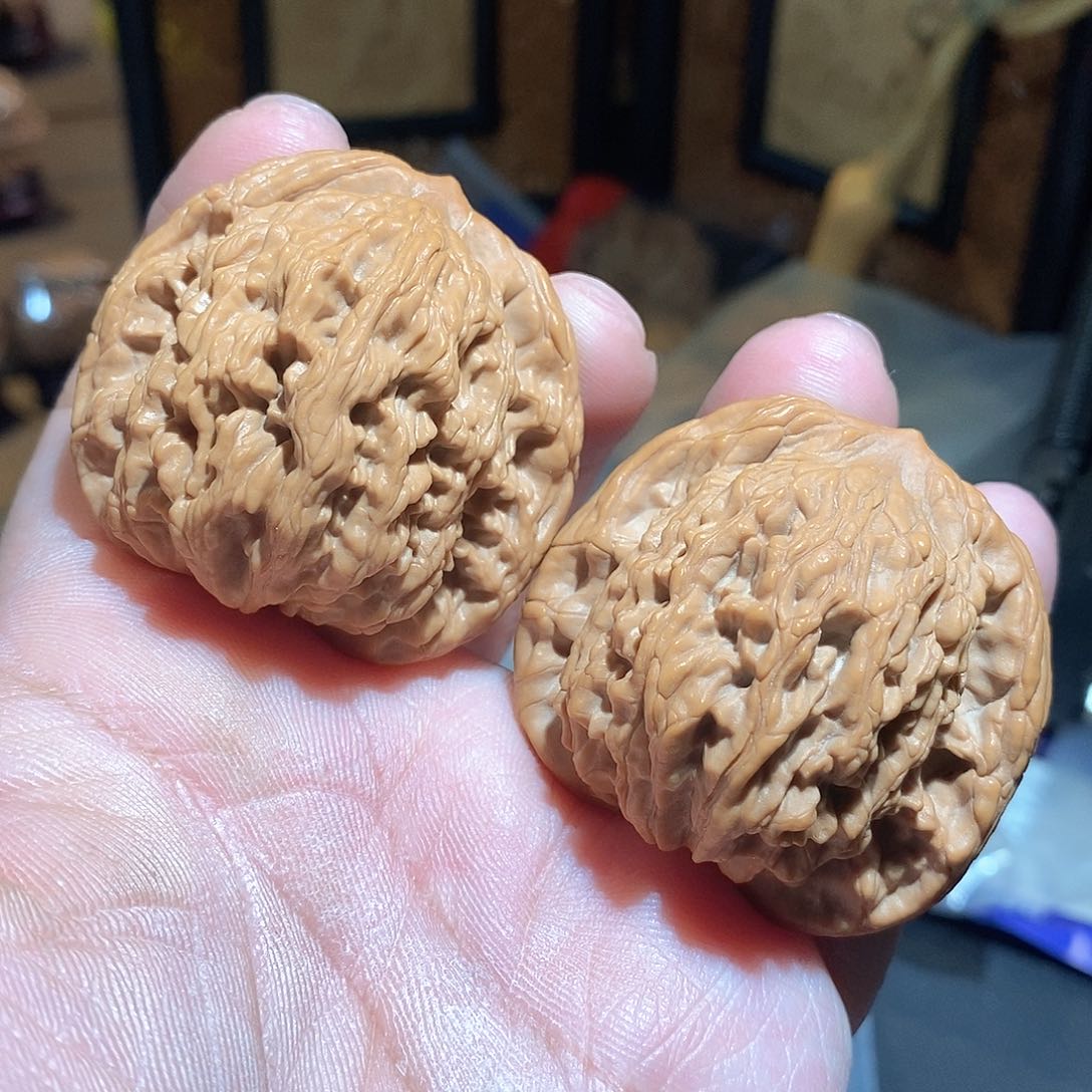 文玩核桃把件45虎头全品