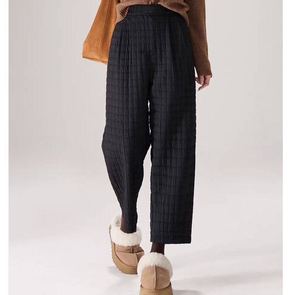 格子九分休闲裤轻暖百搭8337