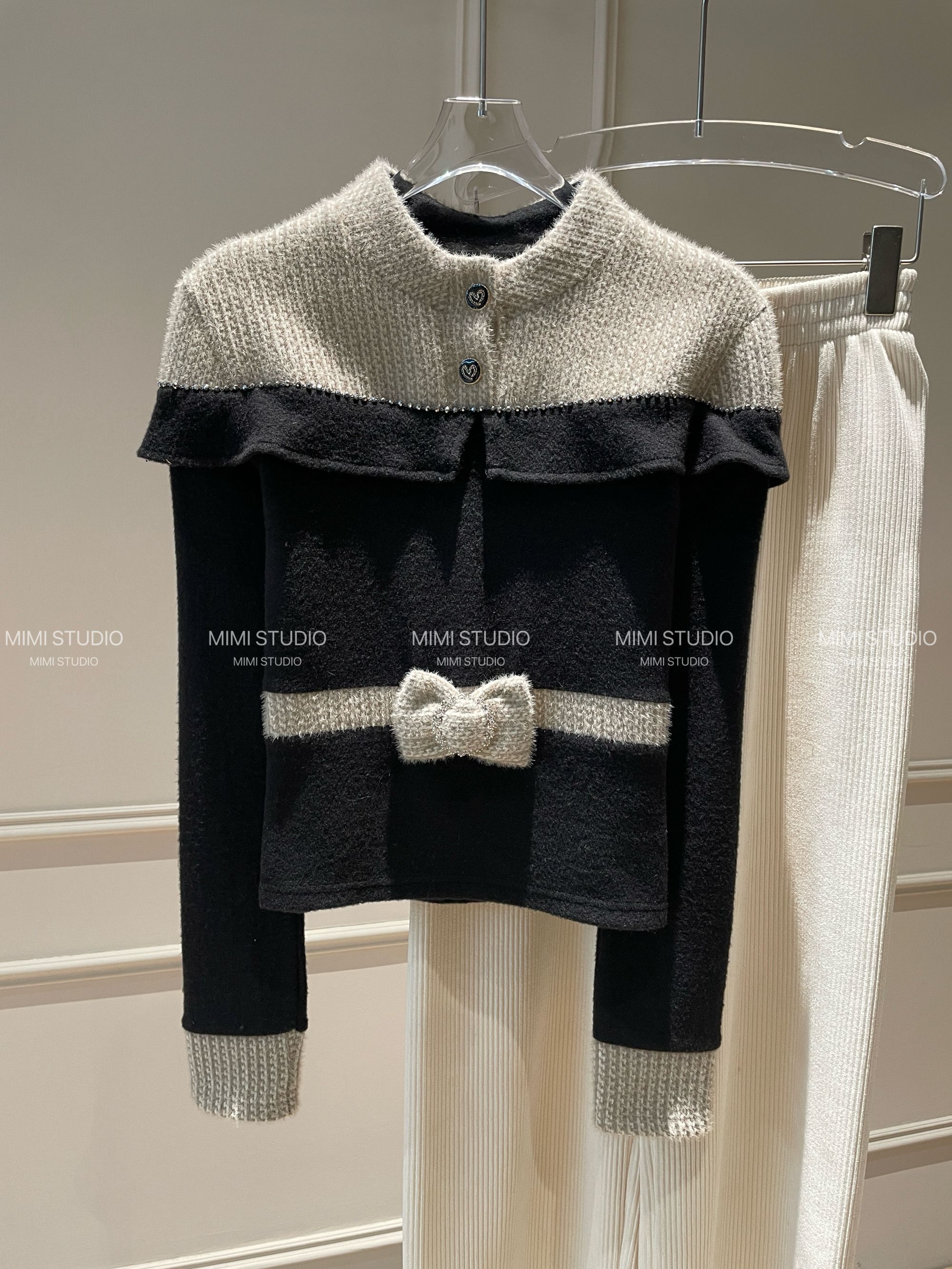 2025冬季新款 小香风蝴蝶结设计时尚贵气T恤打底衫上衣1133#