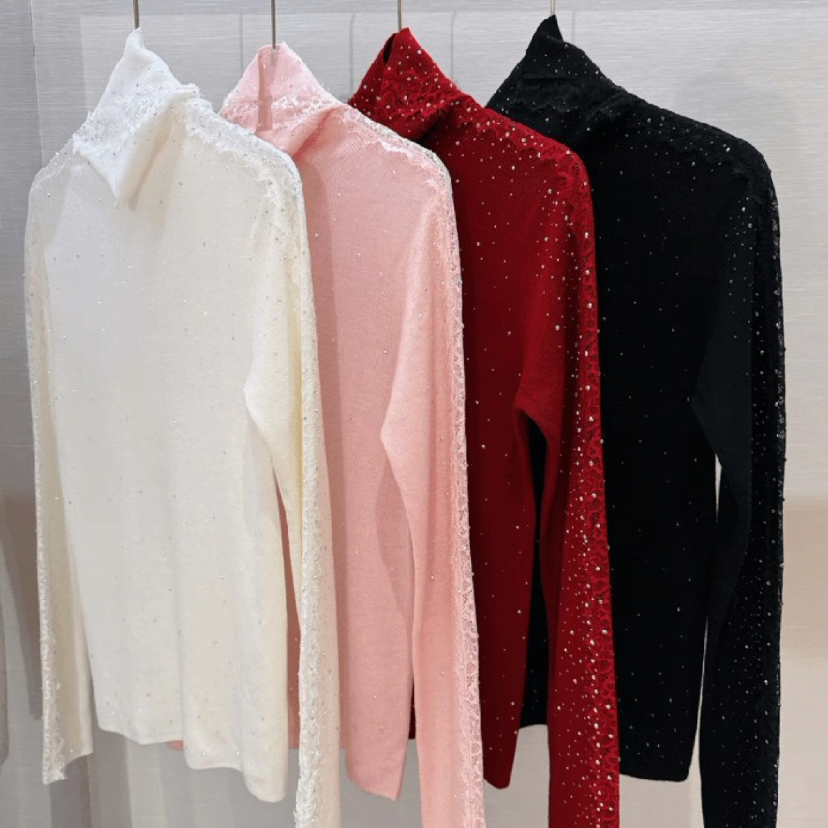 【花田定制】设计师款高定烫钻打底衫