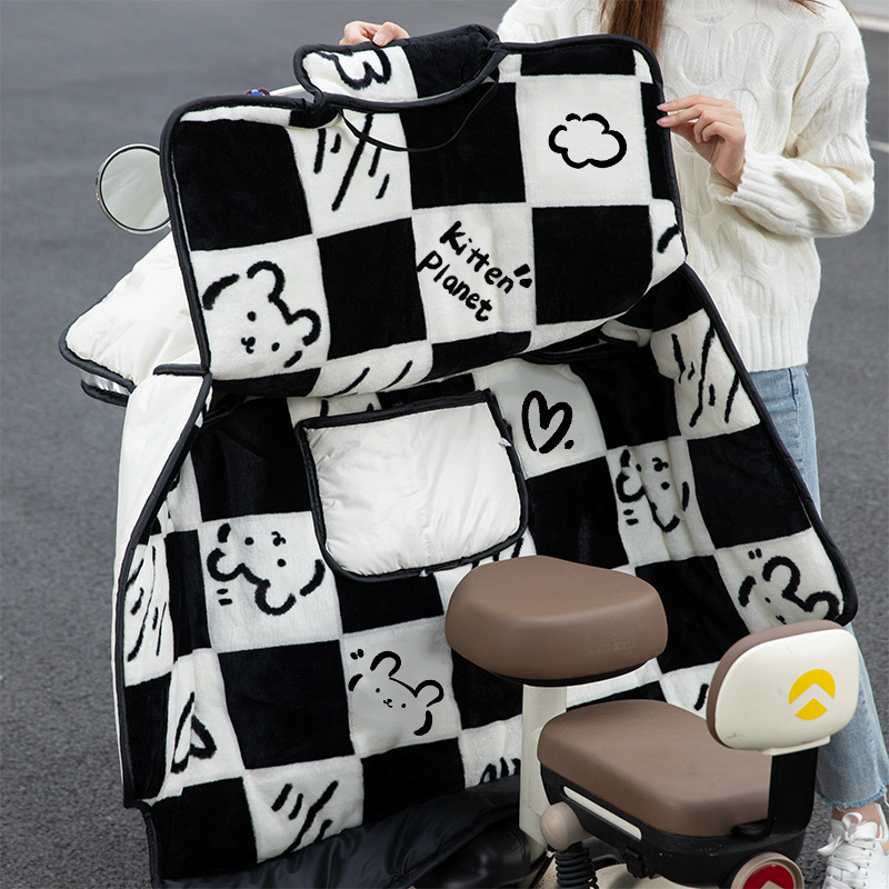 电动车挡风被冬季加绒加厚防水四季通用电瓶车防风罩雅迪爱玛新