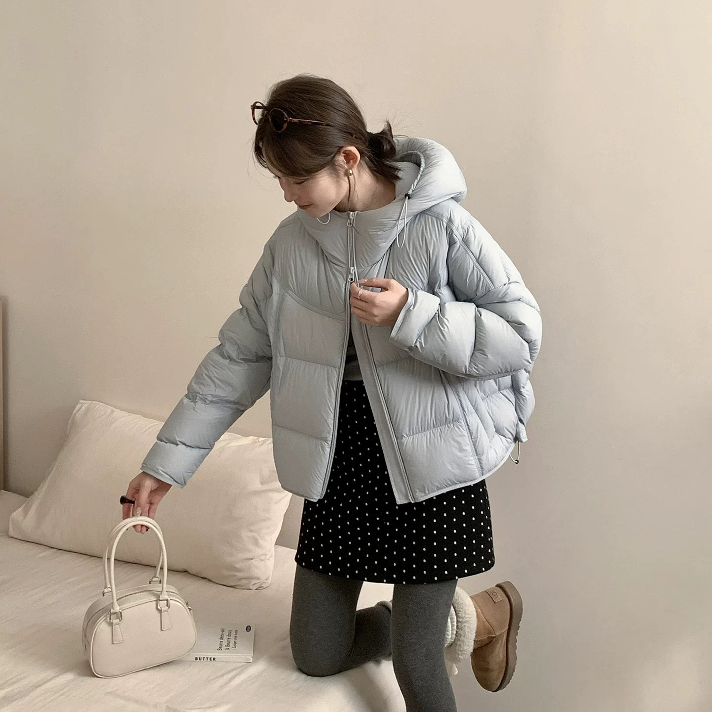 0303次品无售后甩帽系带泡芙连帽外套A14-2-3