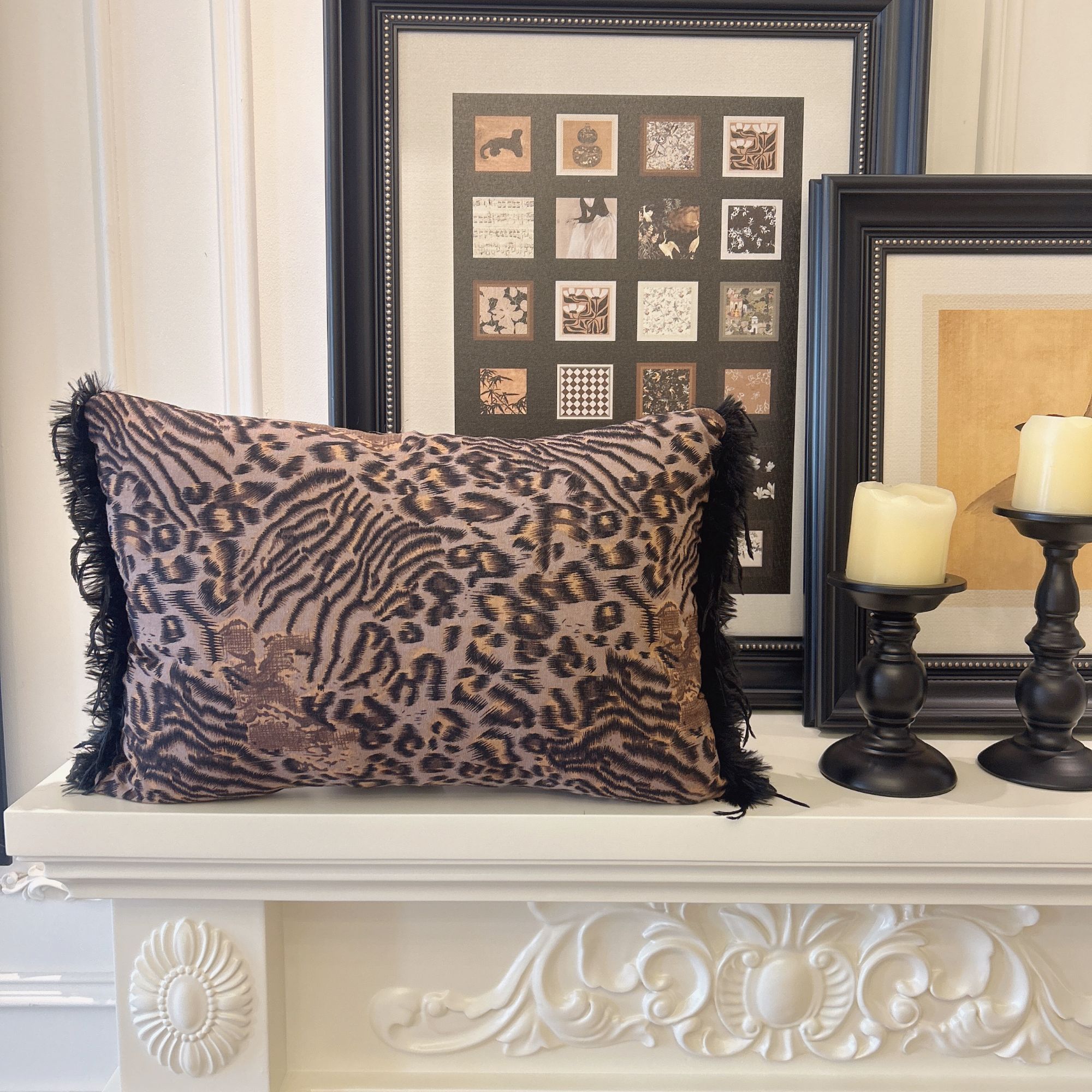 美式轻奢豹纹腰靠抱枕