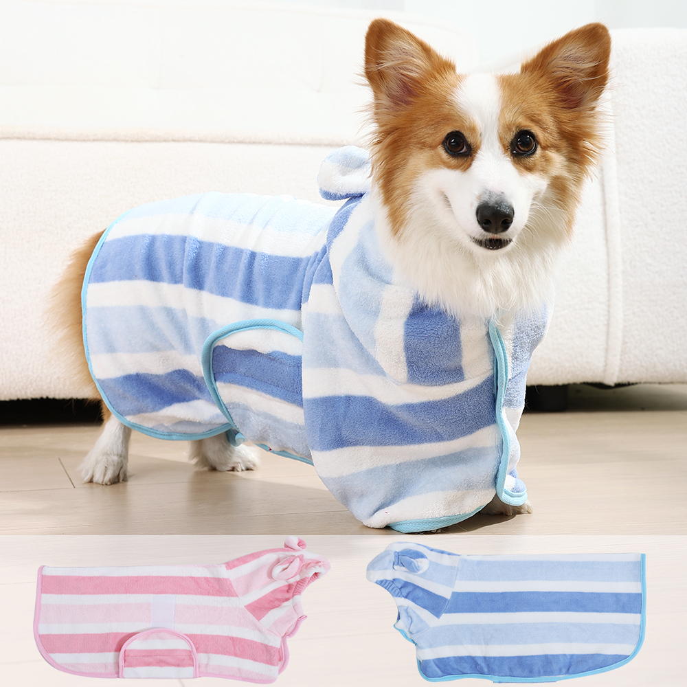 宠物狗狗猫咪兔耳朵浴袍吸水速干小中大狗洗澡专用毛巾全包衣服