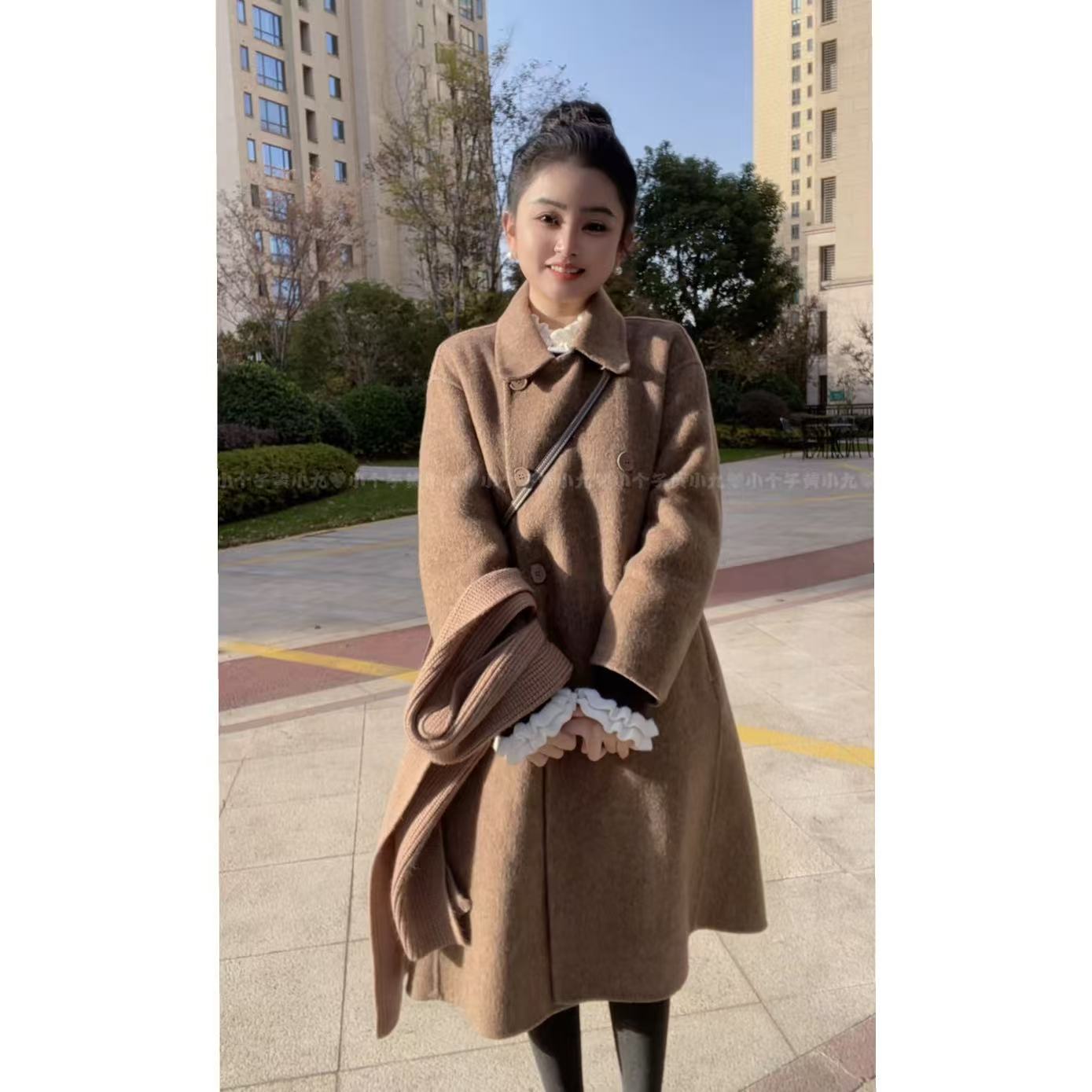 宽松慵懒显瘦气质百搭长款双面羊毛大衣女秋冬小个子29112