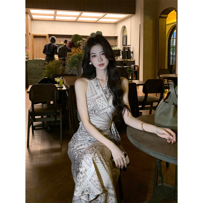 木子李的李【时光画布】夏季时尚复古吉普赛显瘦无袖上衣鱼尾半裙