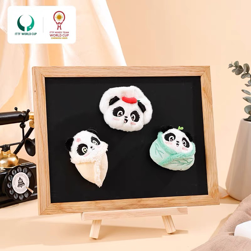 2025年成都混合团体世界杯立体3D毛绒可爱冰箱贴磁吸装饰乒乓纪念