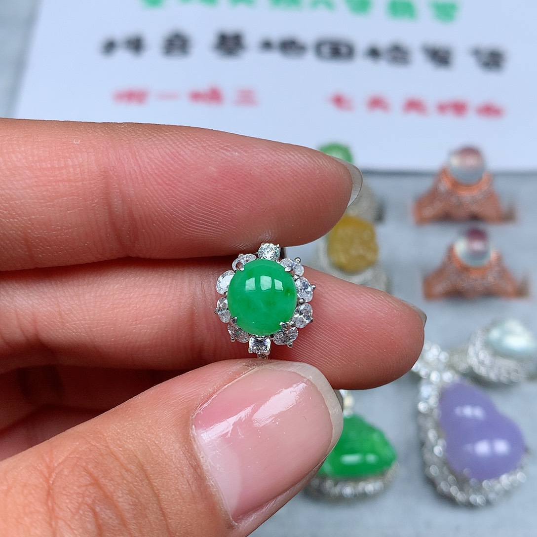 翡翠银S925镶嵌戒指101号