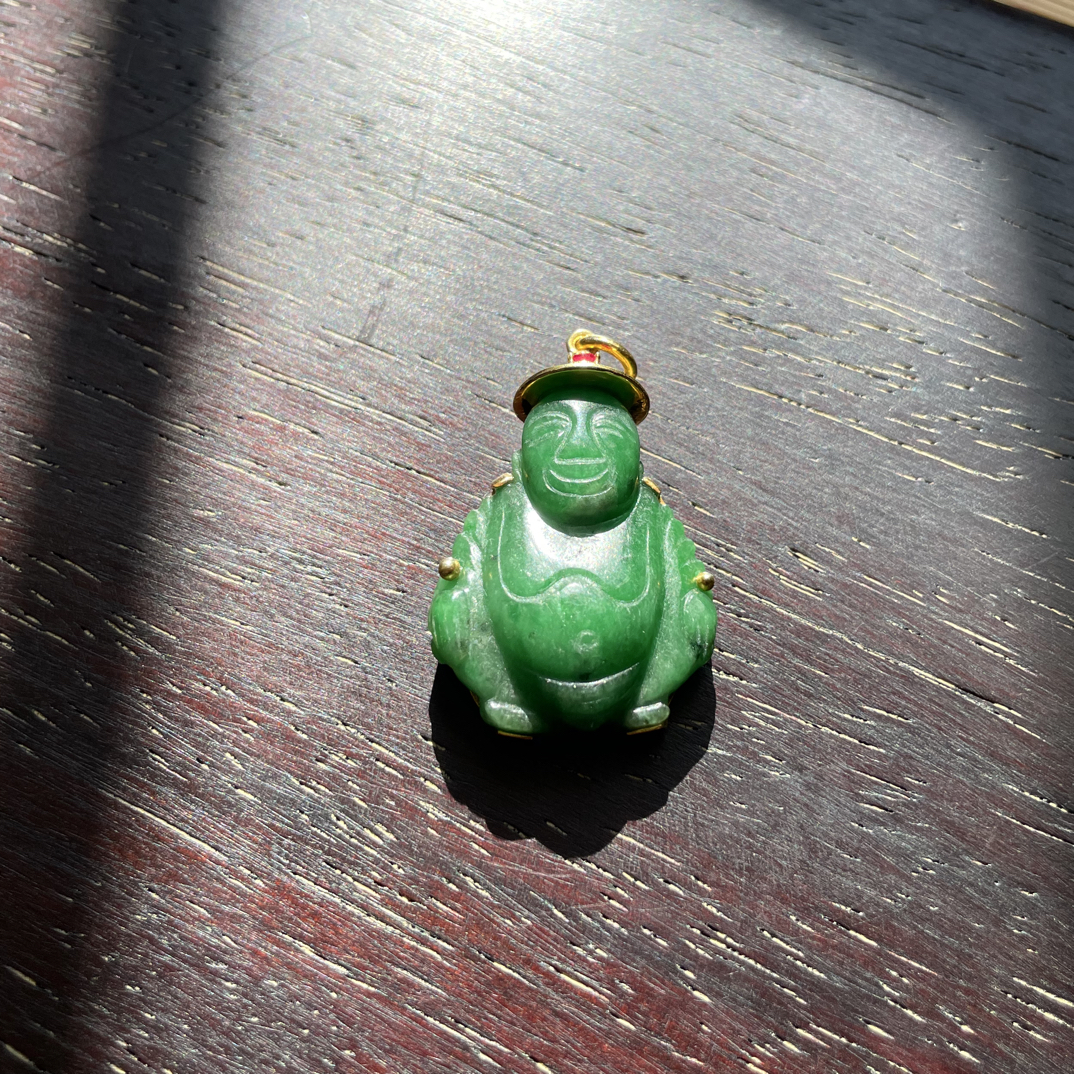 【汉承】满绿色老翡翠佛公