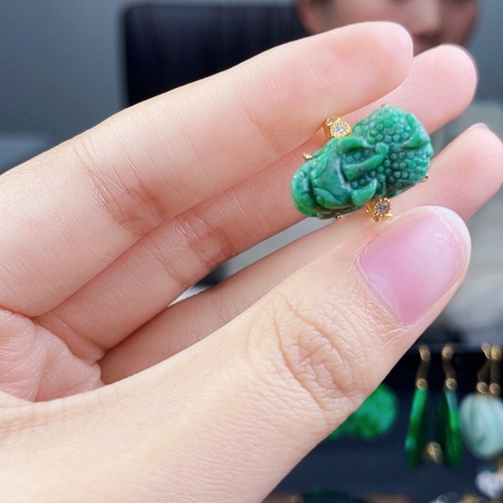 翡翠戒指银S925镶嵌饰品