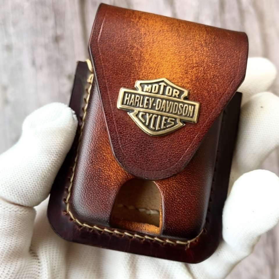 定制各种尺寸打火机皮套纯手工制作加厚植鞣牛皮头层牛皮磁扣龙头