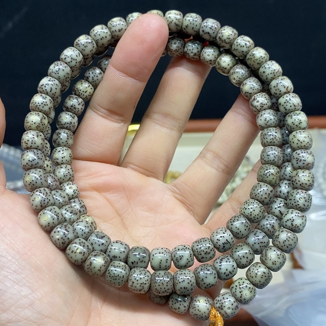 星月菩提手串87石玉料黑冰108