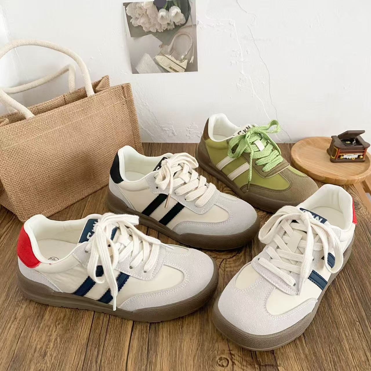 A9803 百搭复古港风ins潮阿甘德训鞋女2025夏季新款休闲运动板鞋