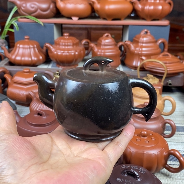 茶壶紫砂鱼跃260cc原矿老紫泥柴烧特价