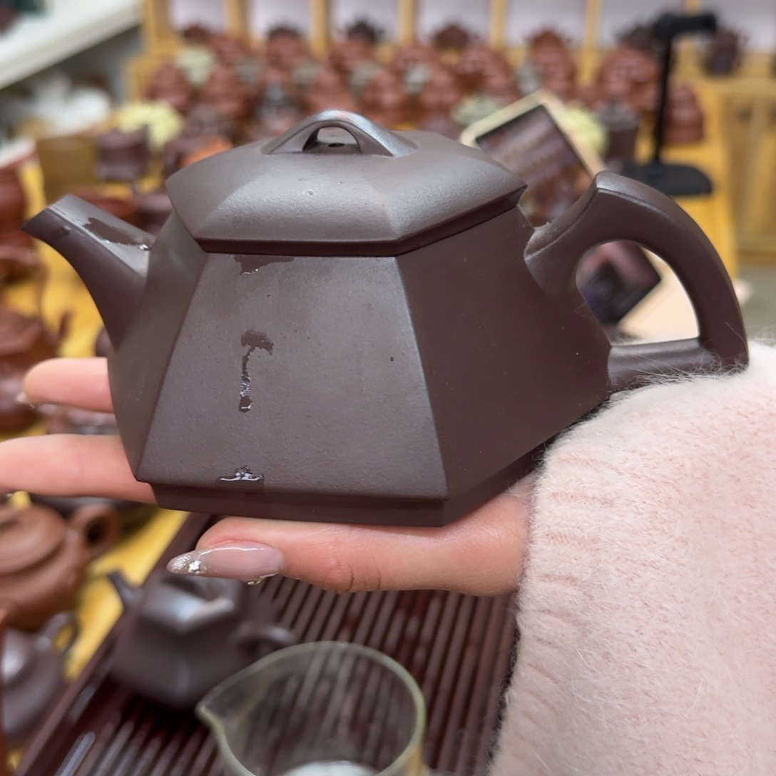 紫砂茶壶紫砂壶六方石瓢300cc
