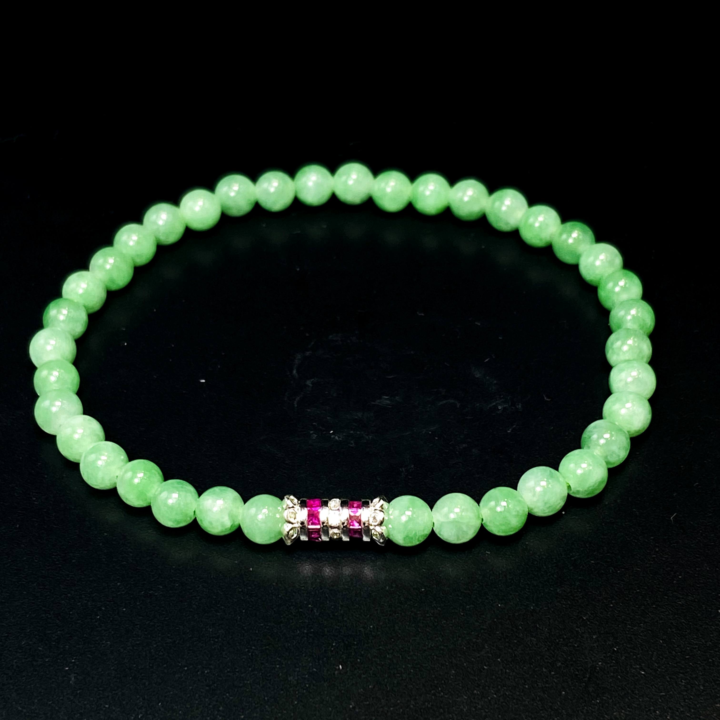 RX15天然缅甸A货翡翠绿圆珠手串/092771/北京中保拍卖