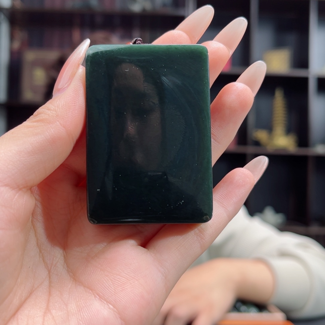 【闪购商品】和田玉手串未镶嵌挂件新疆塔青无事牌四六一