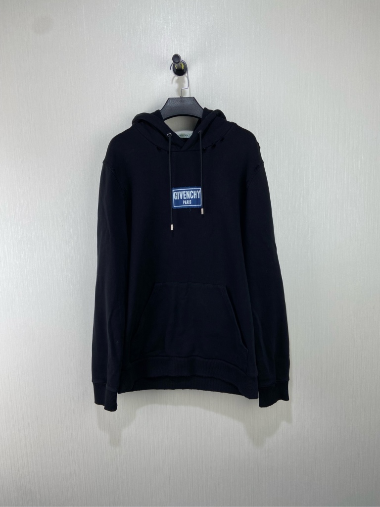 99新 Givenchy/纪梵希 男/S/黑色字母破坏连帽卫衣/8870/SN4694