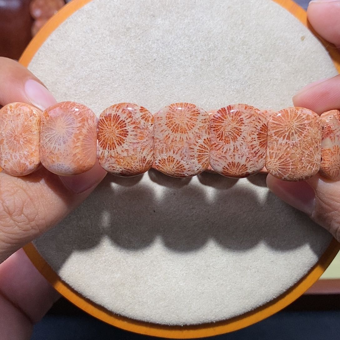 硅化珊瑚（珊瑚玉）手串未镶嵌大烟花3
