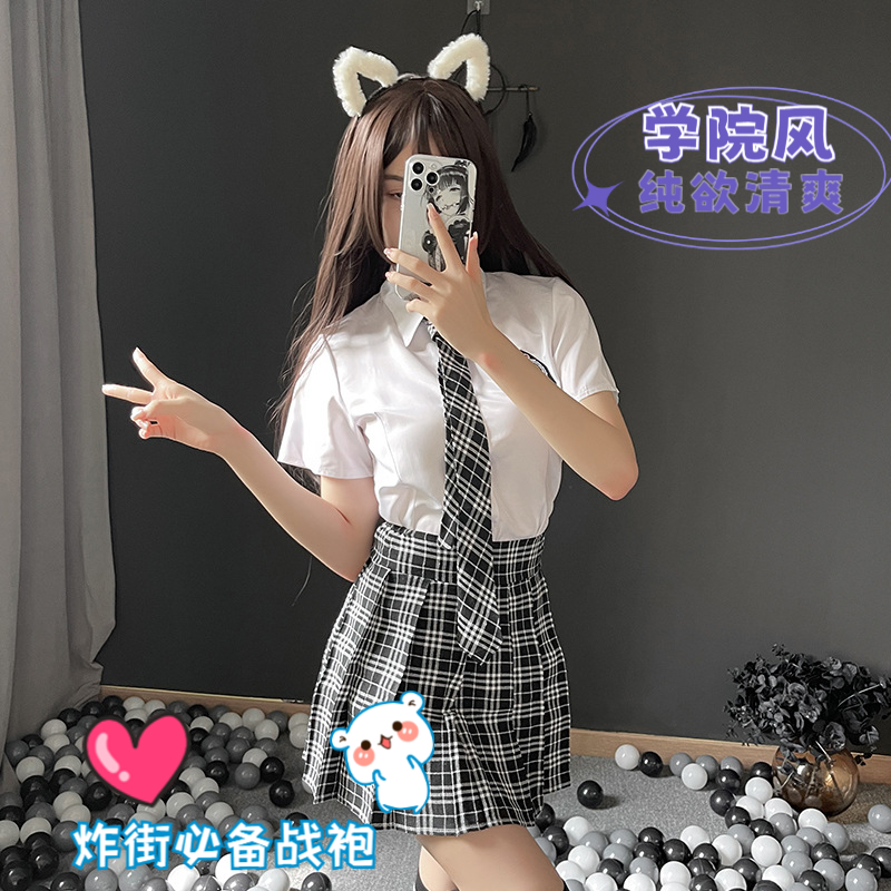 内衣战袍学生制服诱惑百褶短裙性感jk学院风纯欲激情套装夏季显瘦