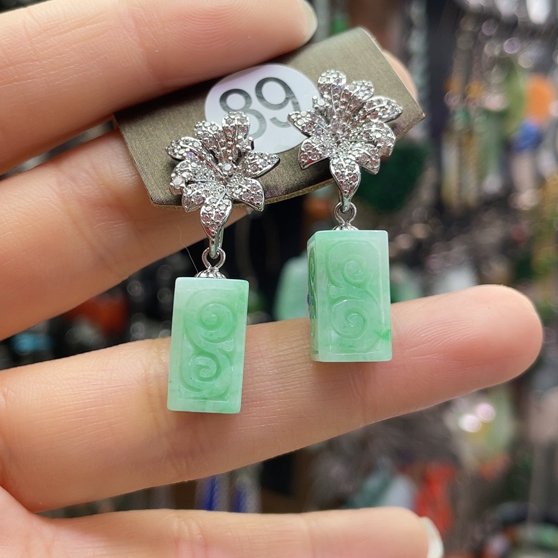 米***妈翡翠银S925镶嵌耳饰015hbhhj