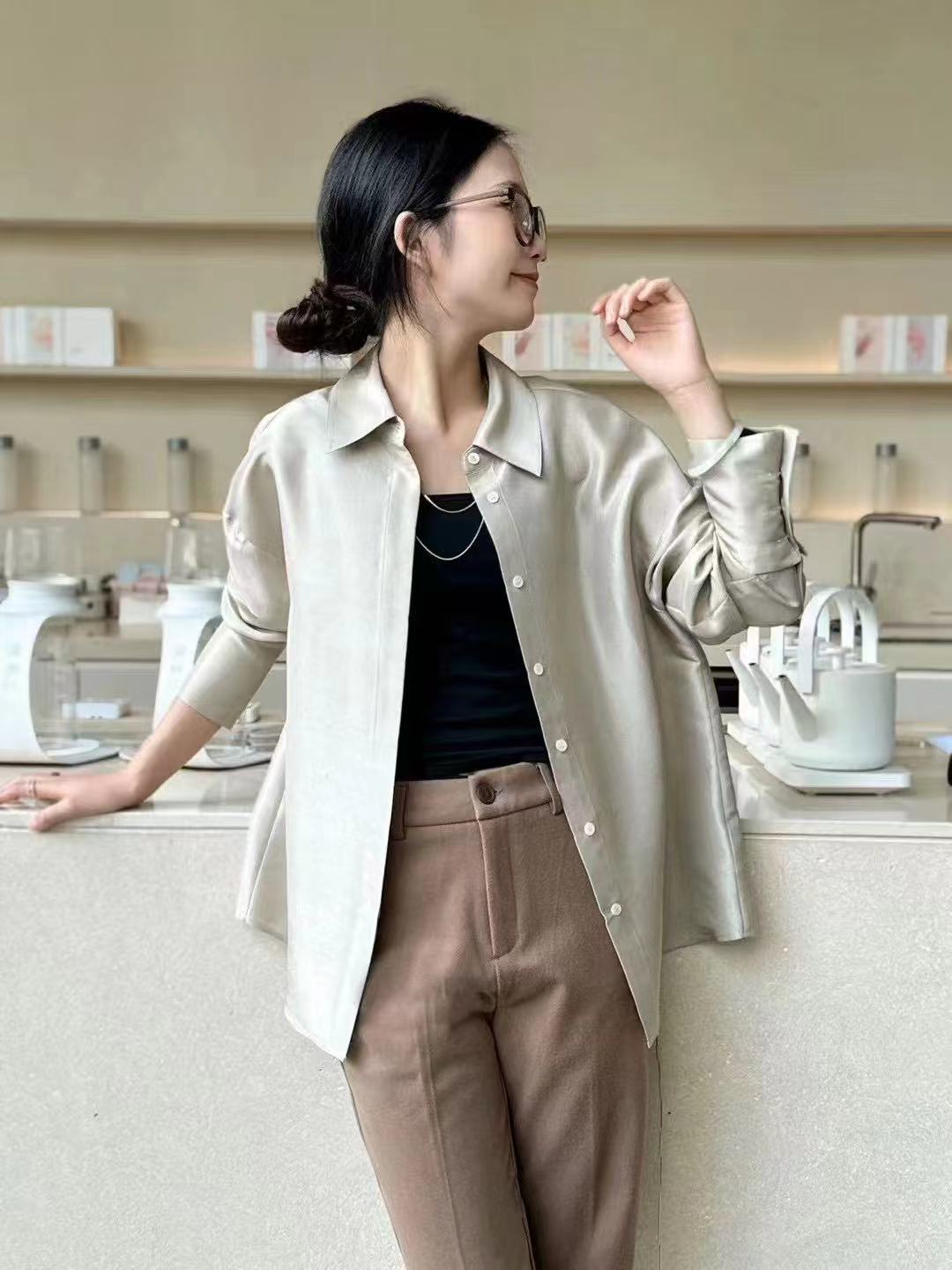 【轻奢小众】重磅桑蚕丝双宫厚丝轻奢衬衫