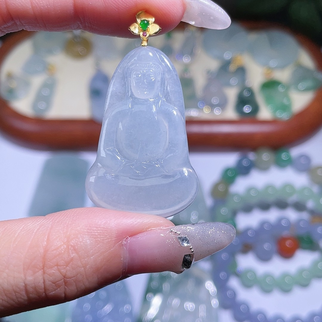 翡翠颈饰18K金镶嵌素衣