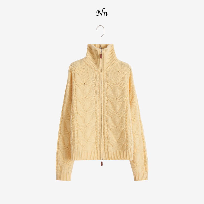 【冬日恋歌】秋冬全羊毛大麻花拉链针织开衫 GJ825130