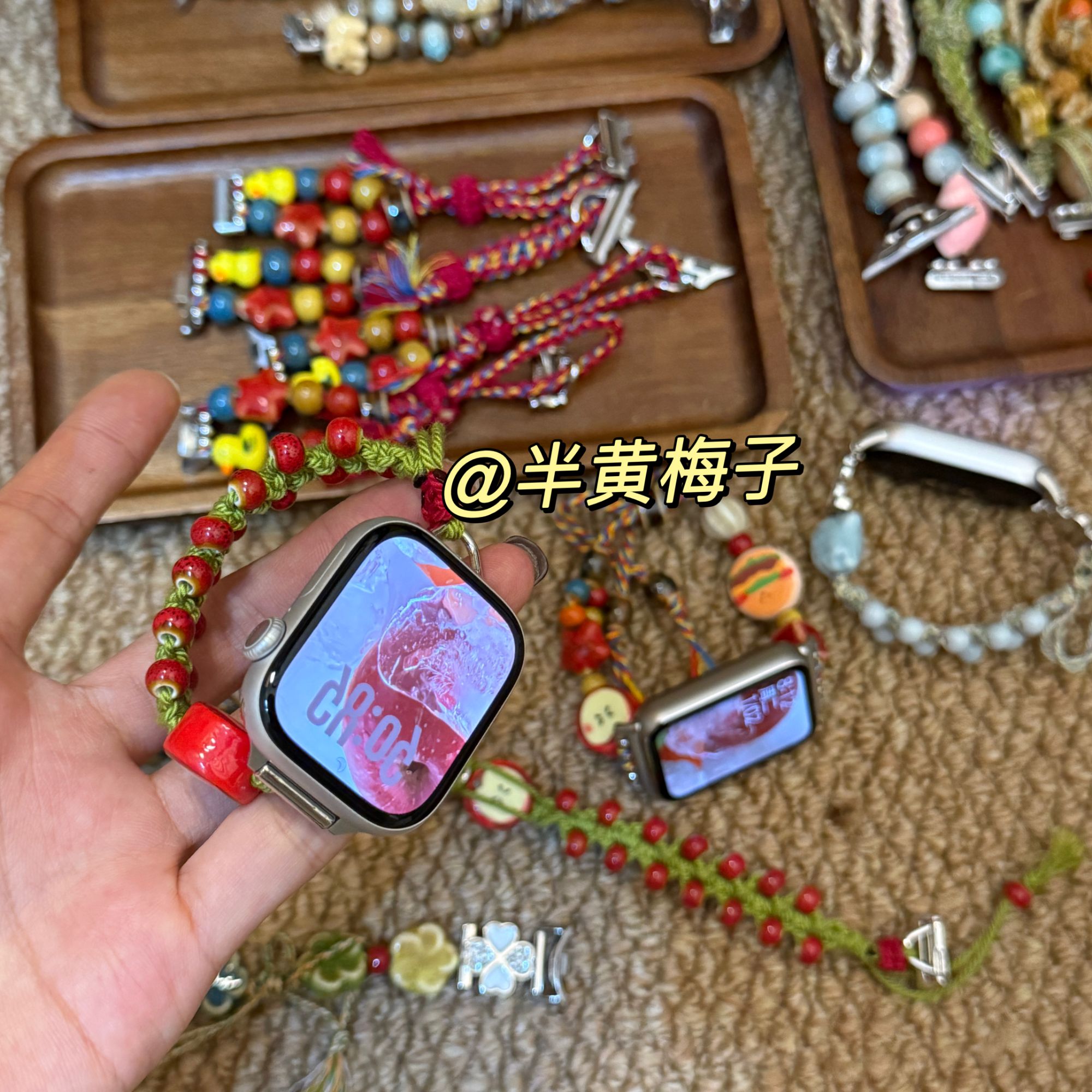 新中式陶瓷表带手链原创陶瓷编绳设计小米iwatch华为红米表带